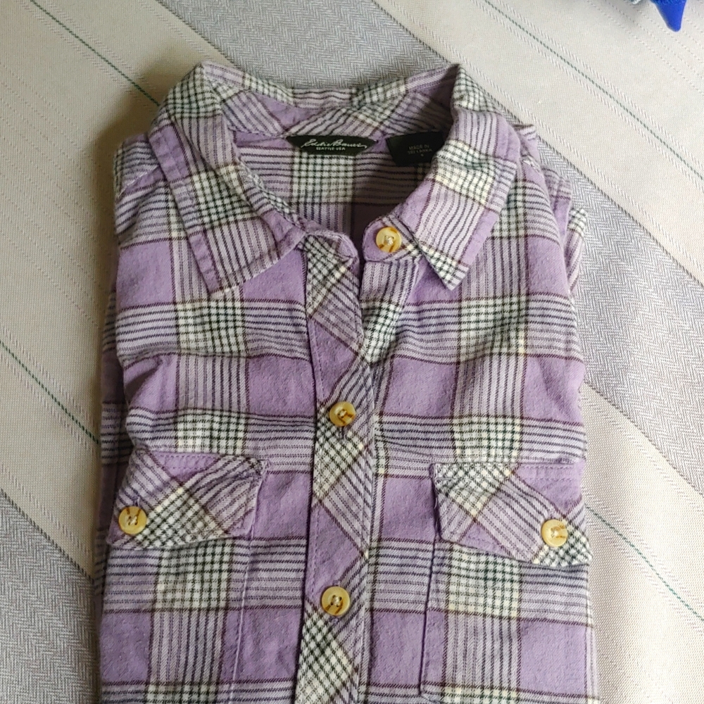 Eddie Bauer, long sleeve, small purple flannel